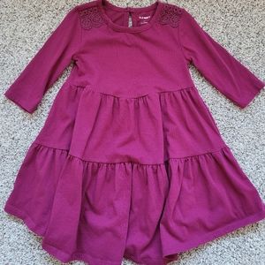 Old navy girls 3t purple lace detail dress 3/4 sleeves tiered